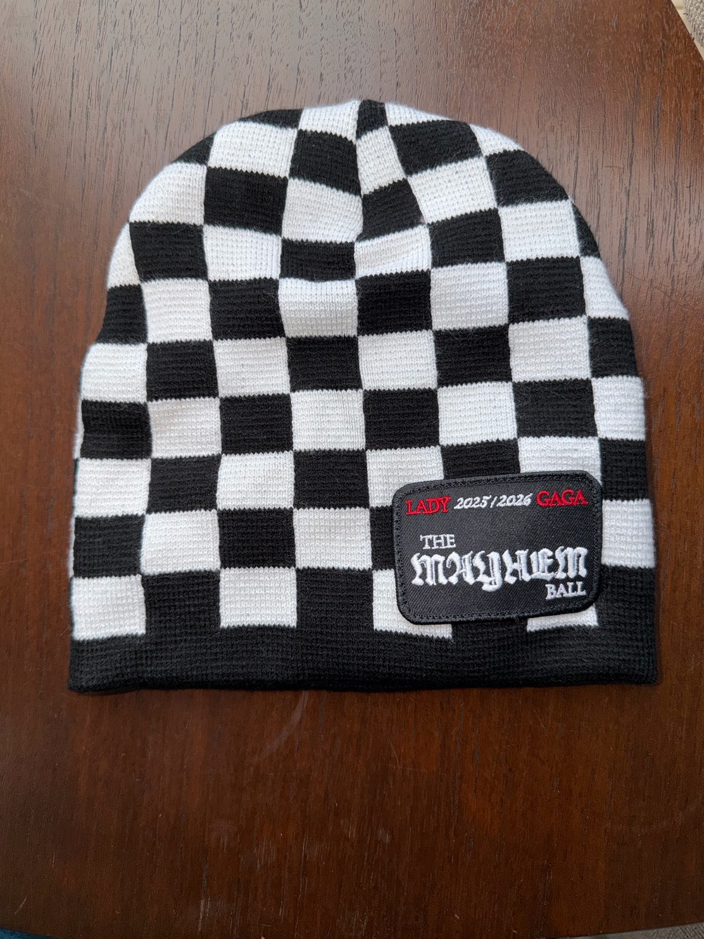 Lady Gaga: The Mayhem Ball Checker Beanie - Black & White